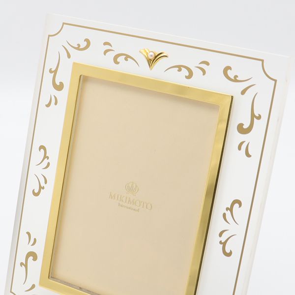 良品 箱付 ミキモト 写真盾/フォトフレーム パールチ付 ゴールド