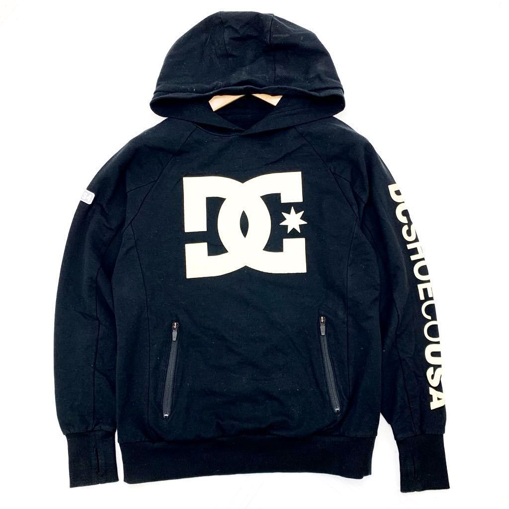 DC SHOE USA ディーシーシュー ブラック 胸ロゴ スウェットパーカー Sサイズ 細身 ストリート【プルオーバーフーディ】FE28
