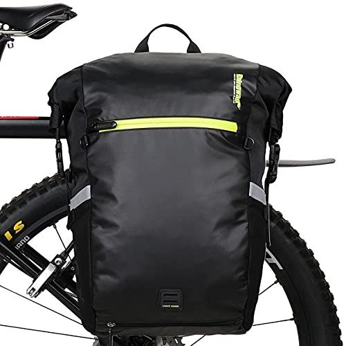 Rhinowalk 自転車 バッグ サイドバッグ リアバッグ パニアバッグ バイク サイクリング 大容量 24L 防水 X20601 (ブラック) [ブラック]