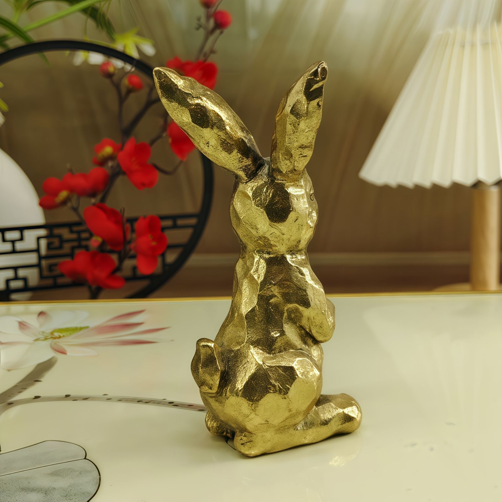 置物 オブジェ ガーデンオーナメント ゴールドのうさぎ ウサギ