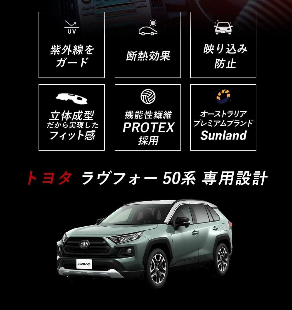 Sunland トヨタ RAV4 50系 ダッシュボードマット ブラック T11601 2020MCモデル対応 マット 内装パーツ USTAUSTRALIA_COM_AU