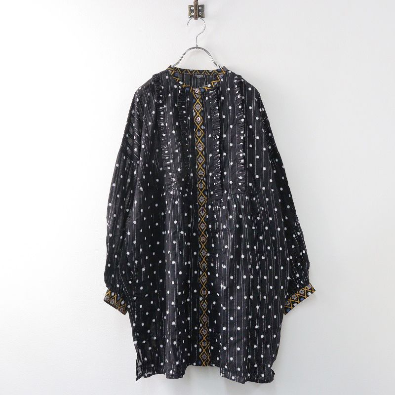 美品 定価1.8万 2023AW マーブルシュッド marble SUD dia flower Tunic ダイヤフラワーチュニック F/ブラック フラワー【2400014506662】 新品 未使用 定価1.8万 2023AW マーブルシュッド marble SUD dia