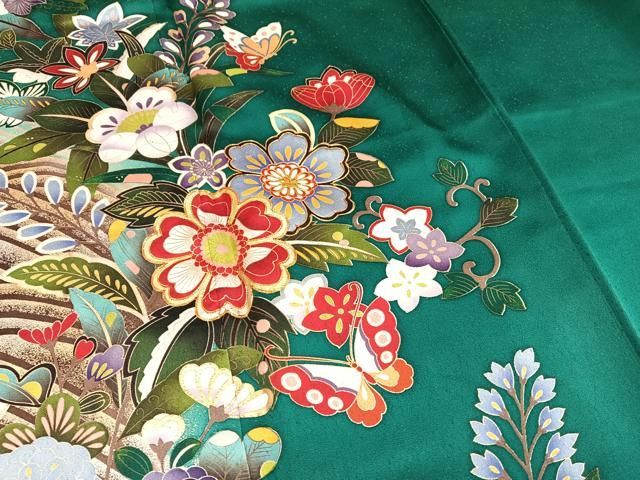平和屋着物□豪華振袖 駒刺繍 花蝶文 暈し染め 金彩 正絹 逸品