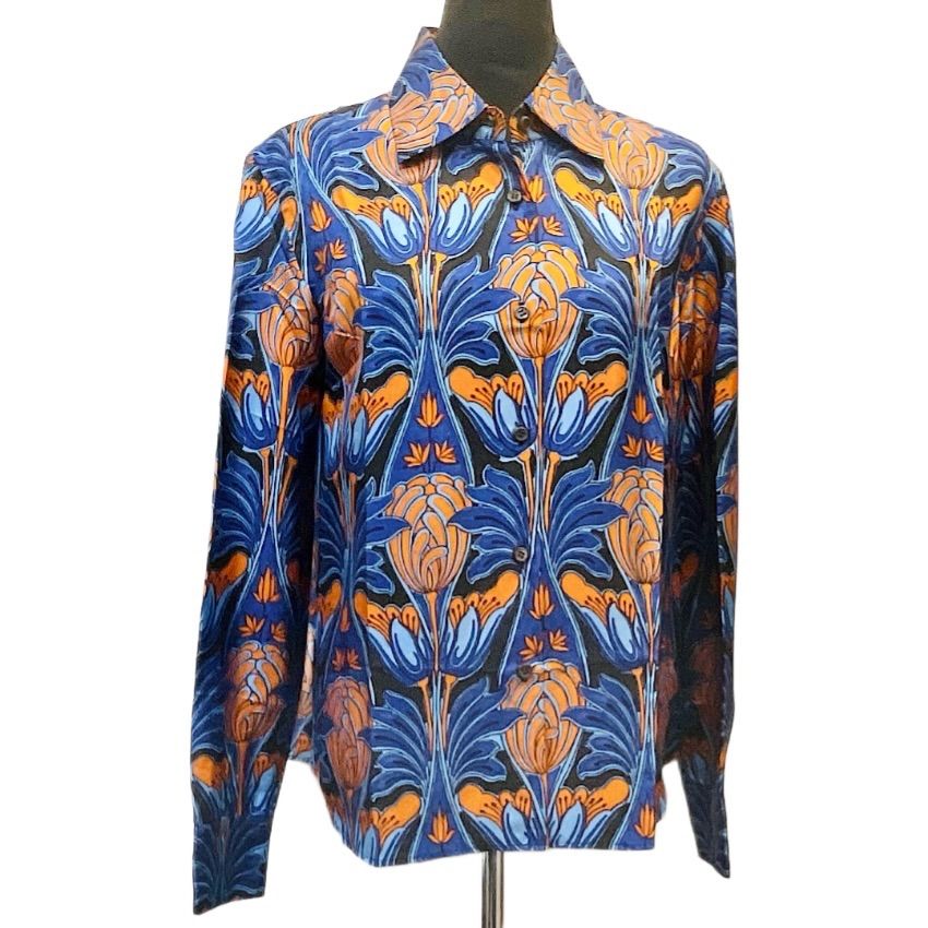 PRADA シルク長袖シャツ ブラウス 中古・古着通販】PRADA (プラダ) シルクツイルシャツ ブラック サイズ