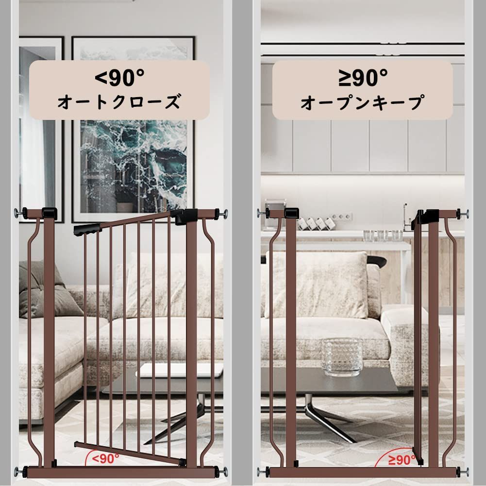 数量 セーフティー安全ゲート 前後90度開閉 扉開閉式 穴開け不要 二重ロック 高さ100cm以上つっぱり式 自動ロック ブラック 拡張フレーム付き 高さ103cm ホワイト ハイタイプ ベビーゲート 設置幅75cm-216cm Seogva