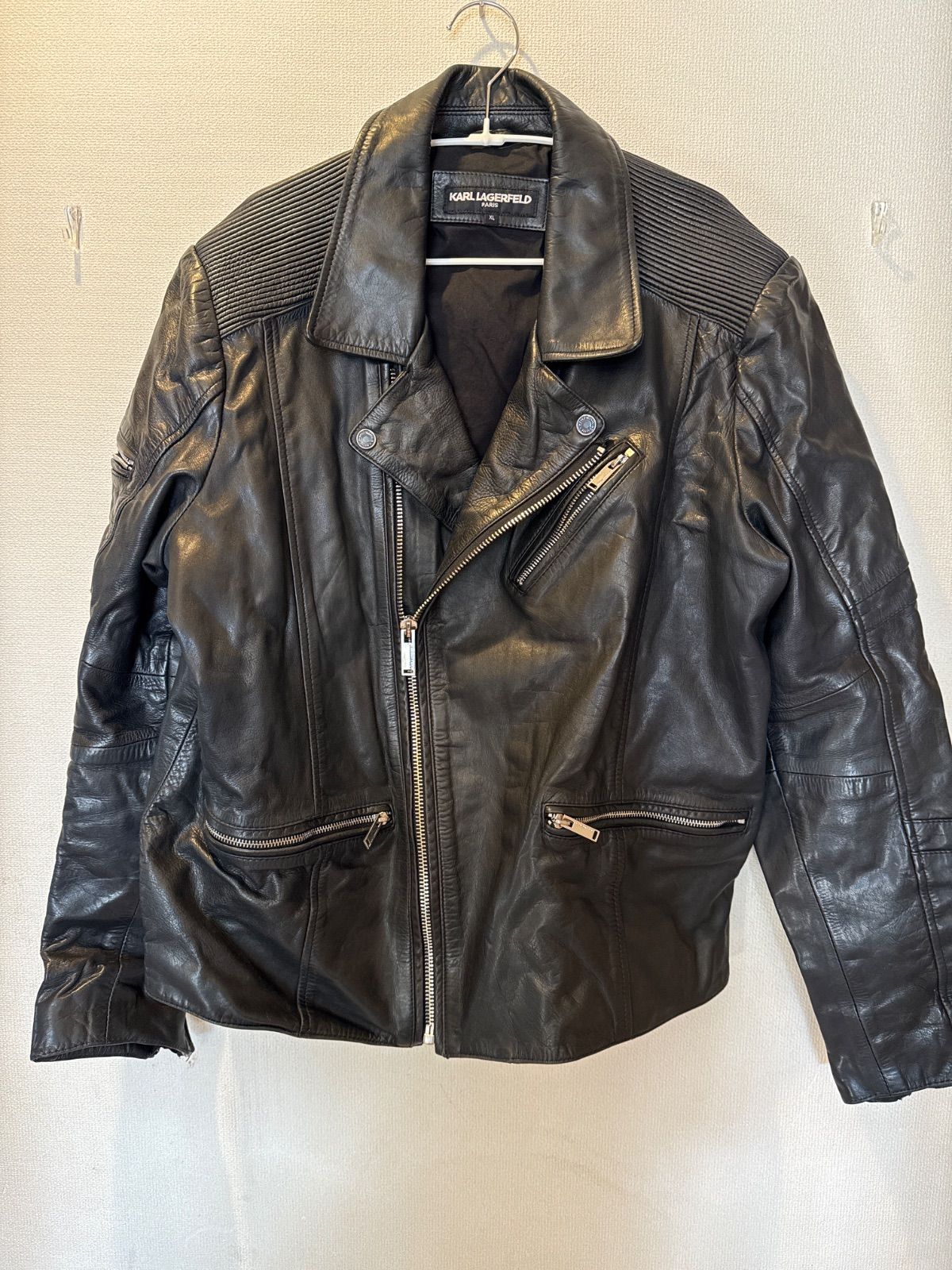 KARL LAGERFELD レザージャケット メンズ XL 本革 シングルライダース 