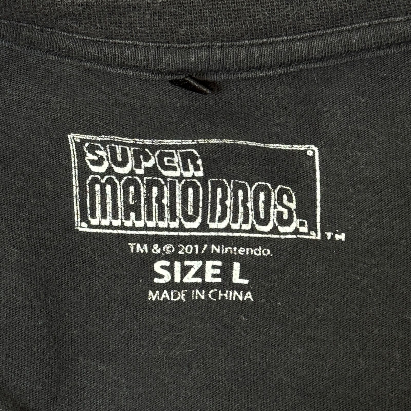 スーパーマリオブラザーズ Tシャツ Lサイズ ブラック 8bit マリオ 