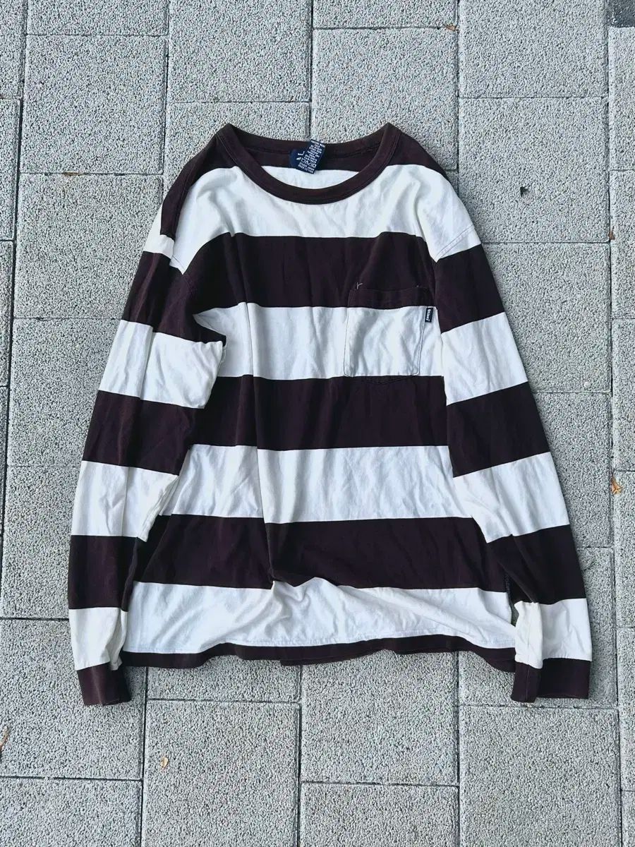 *rare* 1990s STUSSY ステューシー ストライプ ブラック-白 ロングスリーブ