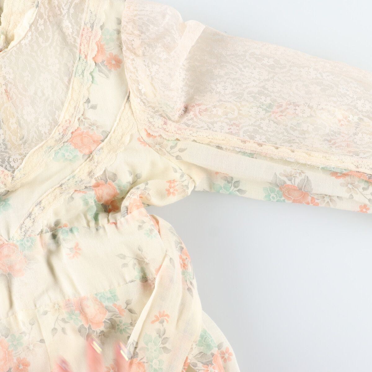 古着 70年代 ガンネサックス GUNNE SAX Jessica 花柄 ハイネック  