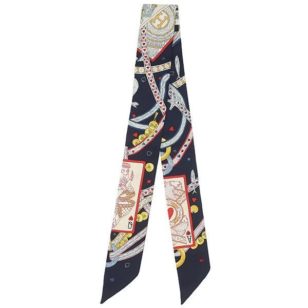 ❤美品❤　エルメス　HERMES　ツイリー　コルダージュ　レッド　896 エルメス HERMES ツイリー ピンク×ターコイズ×マルチカラー