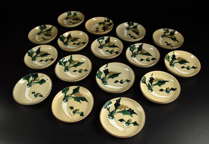 蔵A4245 九谷 大根図 小皿 豆皿 十六客