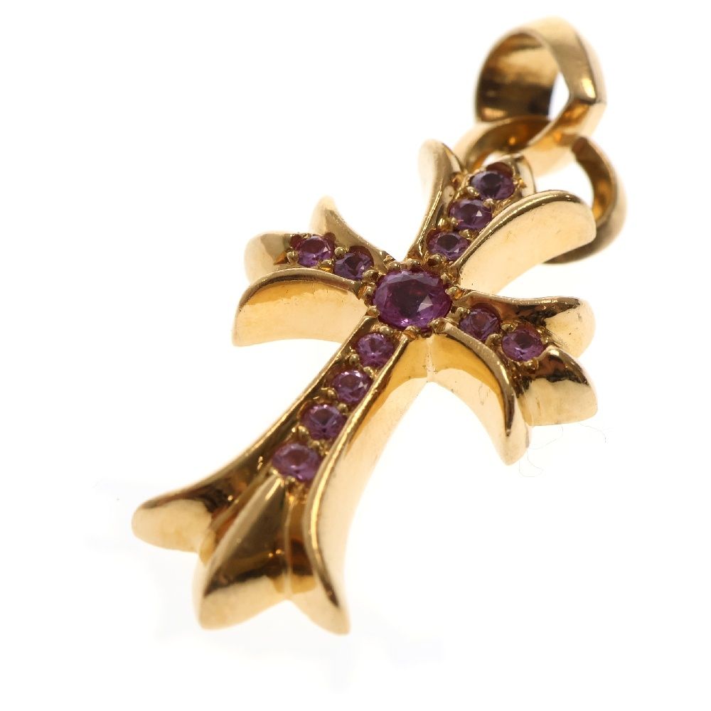 クロムハーツ CHスモールクロスペンダント w/ブルーサファイア クロム