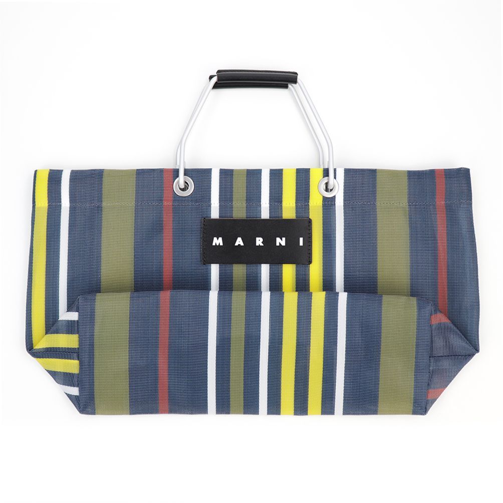 ⭐︎MARNI フラワー カフェ ストライプ かごバッグ トートバッグ MARNI マルニフラワーカフェ トートバッグ ストライプバッグミニ