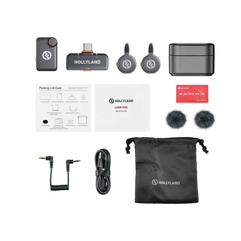 送料無料 ♥ 未開梱 HOLLYLAND LARK M2S ワイヤレスラベリアマイク ミニコンボ スペースグレー|カメラ用受信機 LarkM2SMiniCombo