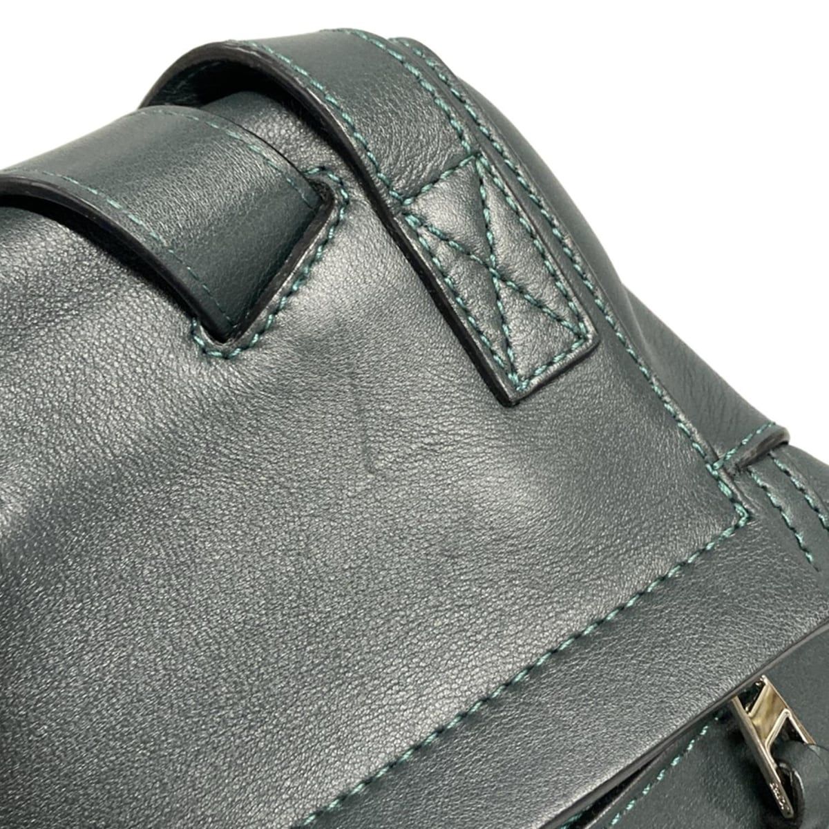 ロエベ レザーバックパック ダークグリーン LOEWE(ロエベ) リュックサック ドローストリング バックパック