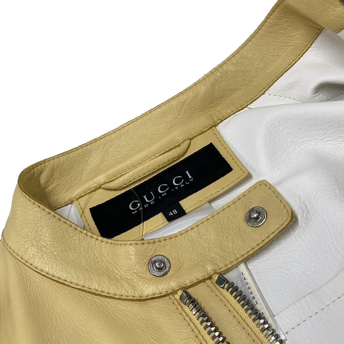 GUCCI イエローレザージャケット 50 GUCCI - GUCCI(グッチ) ライダースジャケット サイズ48 M メンズ
