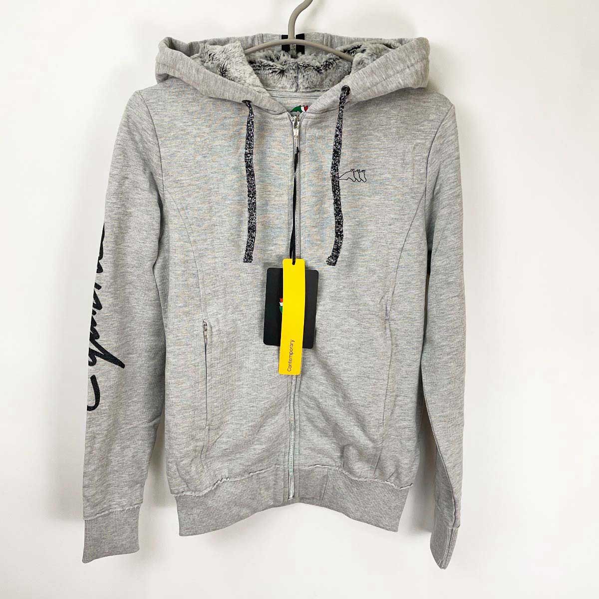 【中古・未使用品】エクイライン EQUILINE MIA ジップアップ スウェット ジャケット フーディ XS グレー R09660 レディース 乗馬 馬術 フルジップ フーディー / CL AE FZ HOODIE （ミディアムグレー
