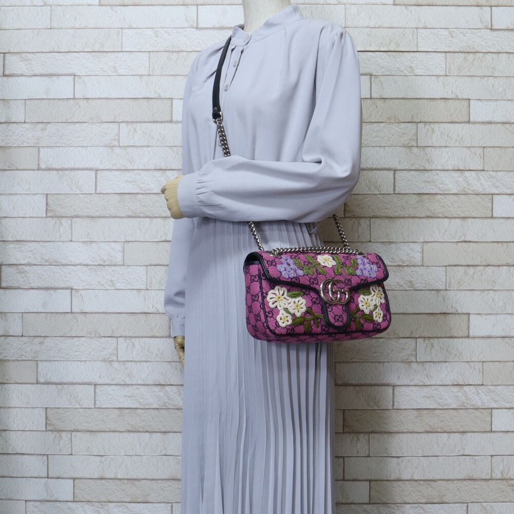 グッチ GGマルチカラー フラワー刺繍 ショルダーバッグ GGキャンバス