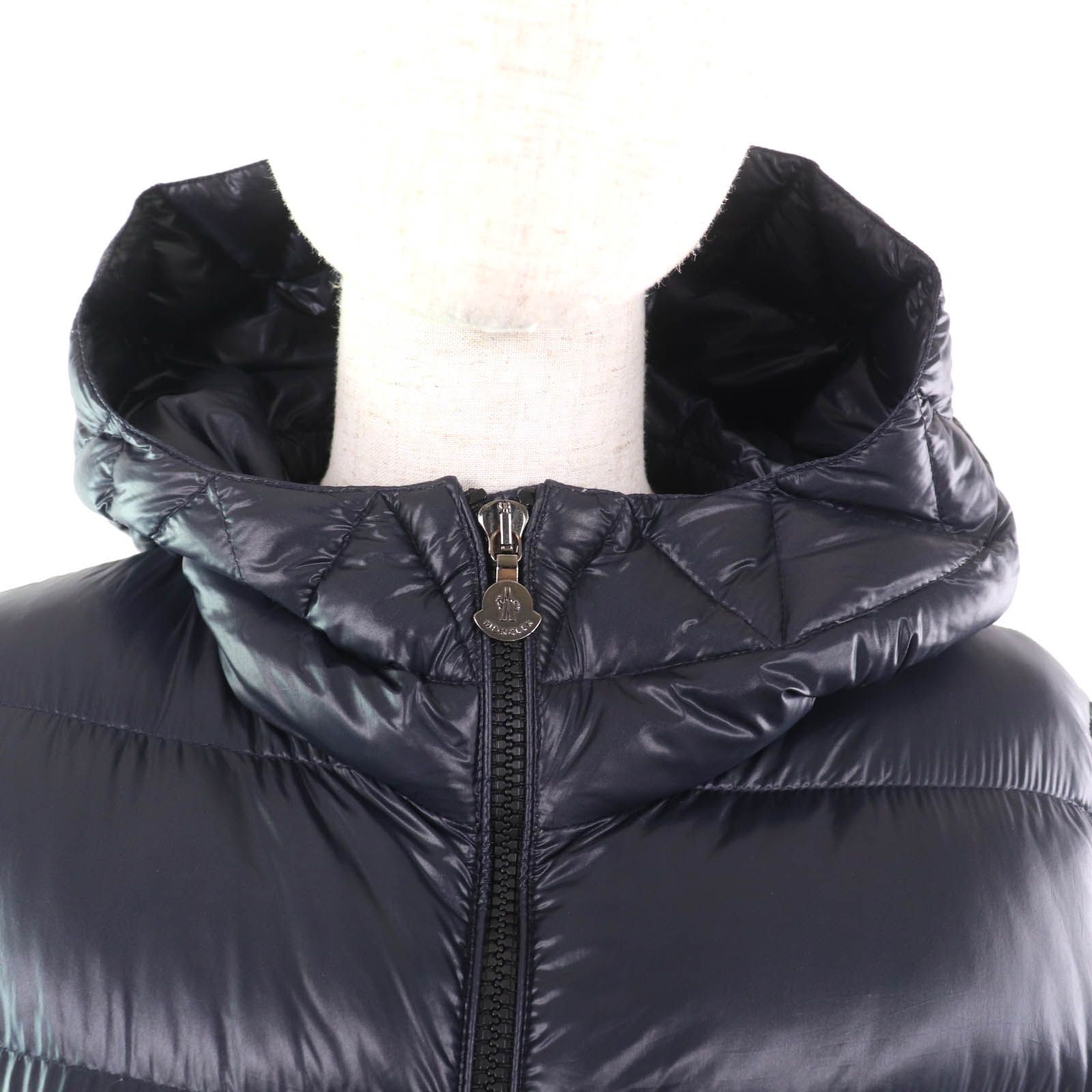 MONCLER フード付きダウンジャケット ネイビー　12 コートモンクレール 美品☆MONCLER モンクレール SUYEN スイエン フードロゴワッペン