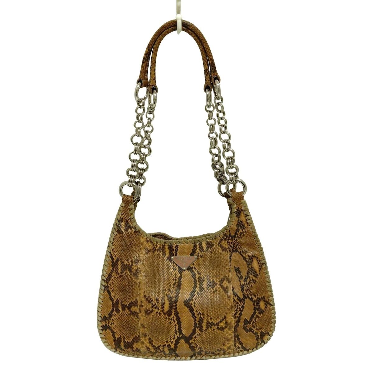 PRADA プラダ ショルダーバッグ - ブラウン×ダークブラウン×ベージュ チェーンショルダー
