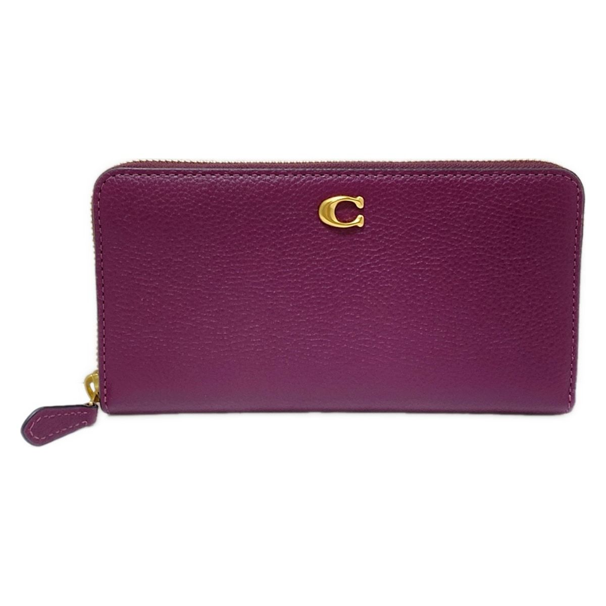 COACH コーチ 長財布 - CC489 パープル ラウンドファスナー レザー