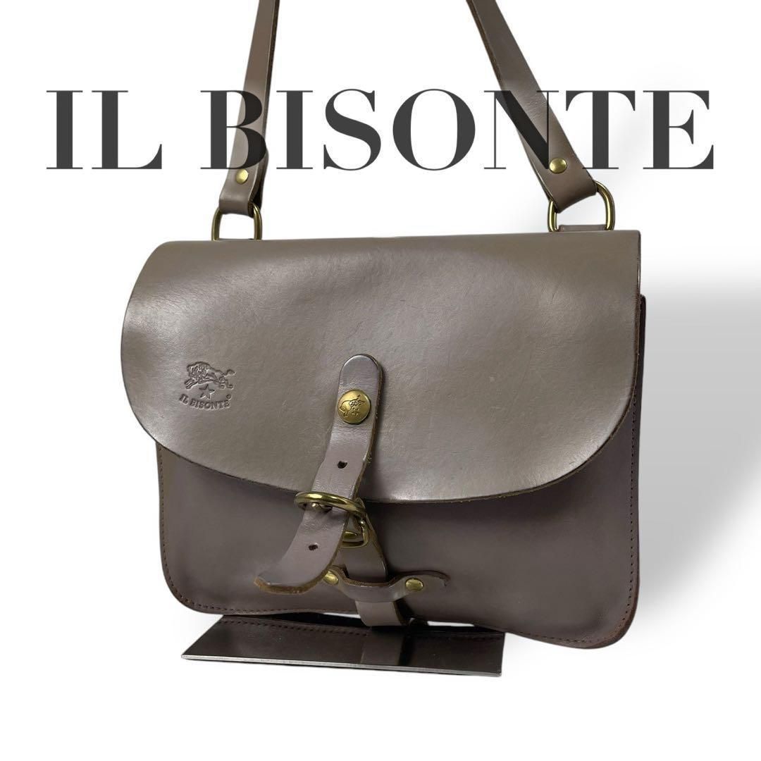 IL BISONTE（イルビゾンテ）レザーショルダーバッグ グレージュ 4680 