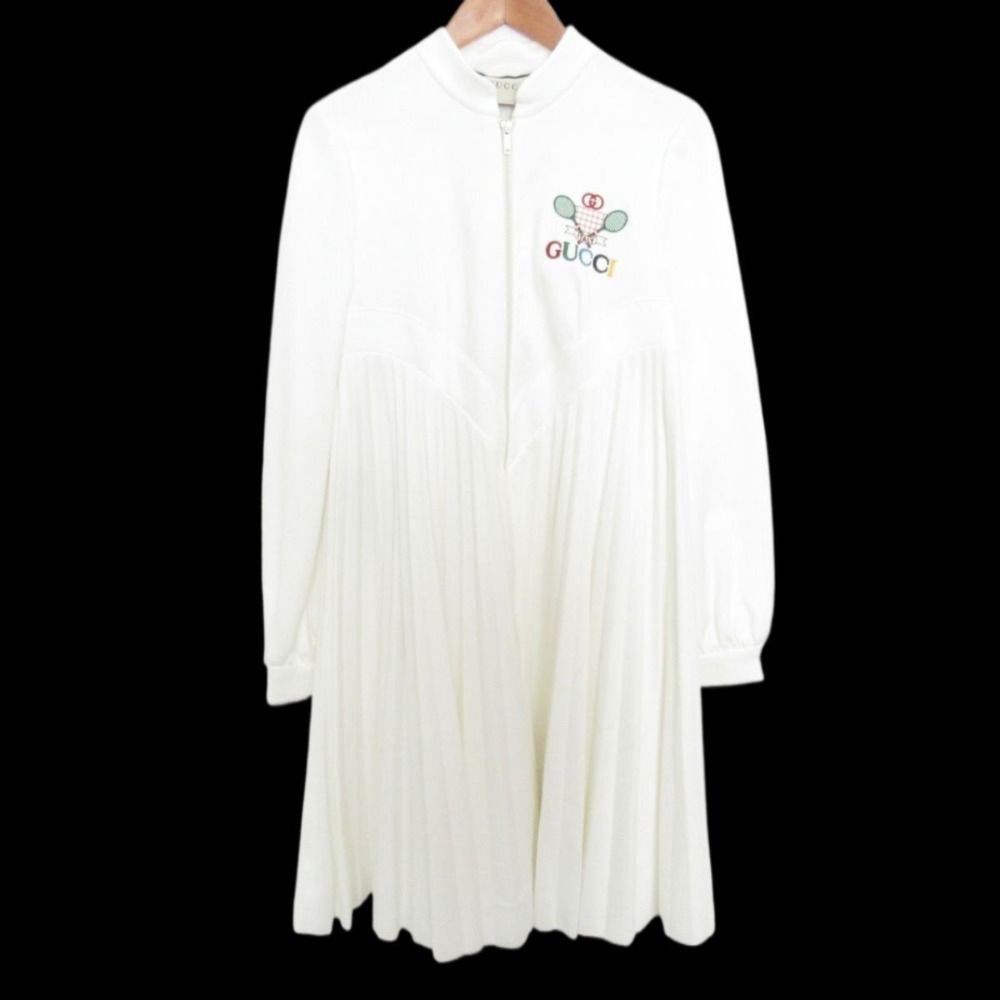 ほぼ美品 19SS GUCCI グッチ テニスロゴ エンブロイダリー ひざ丈 