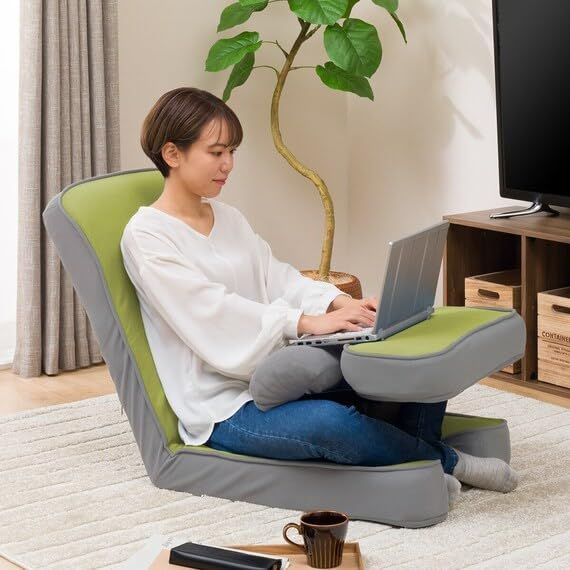 新商品 イエローグリーン 幅49×奥行88×高さ71cm ゲーミング座椅