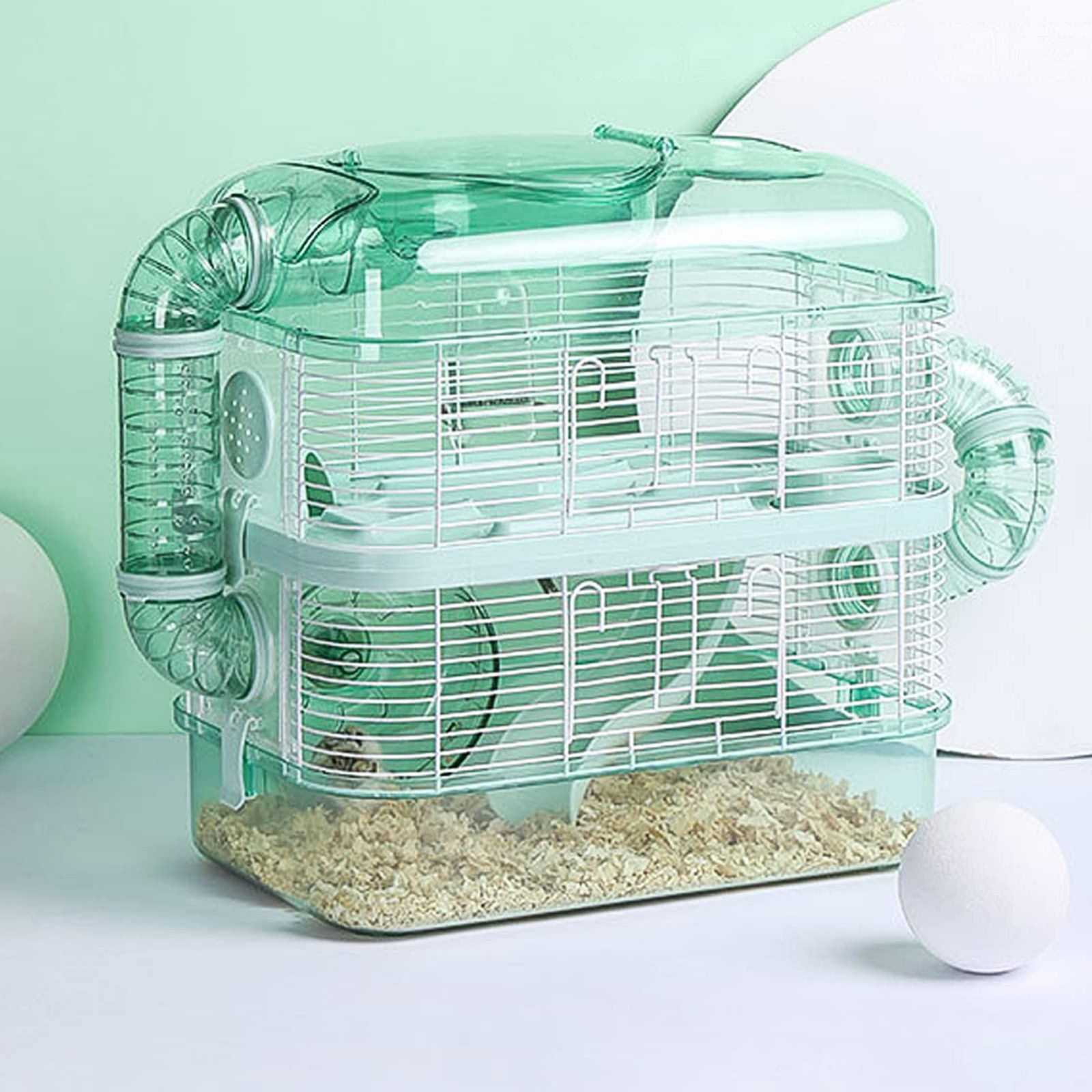 Color:2層セット/グリーン xinxin-homeハムスターケージ 小動物用 飼育ケージ アクリル製 パイプデザイン ペット用品 透明デザイン ハムスターハウス 幅広い 組立式 滑り止め 通気性 お手入れ便