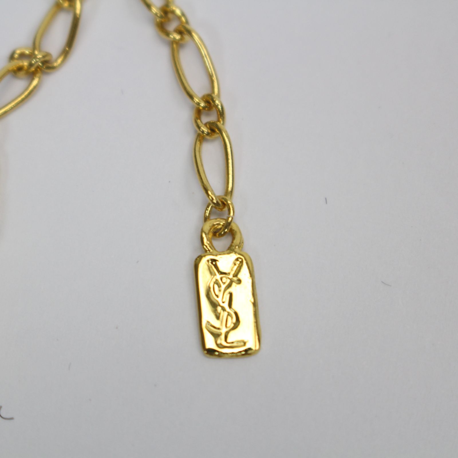 148)【美品】イヴサンローラン YSL ロゴ チェーン メダル ネックレス