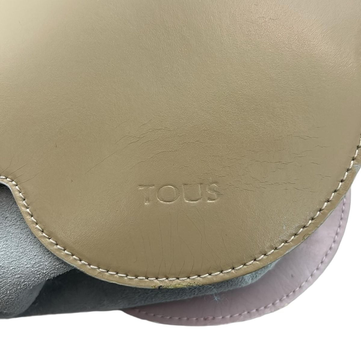 TOUS(トウス) トートバッグ - ベージュ×ライトブルー クマ レザー  