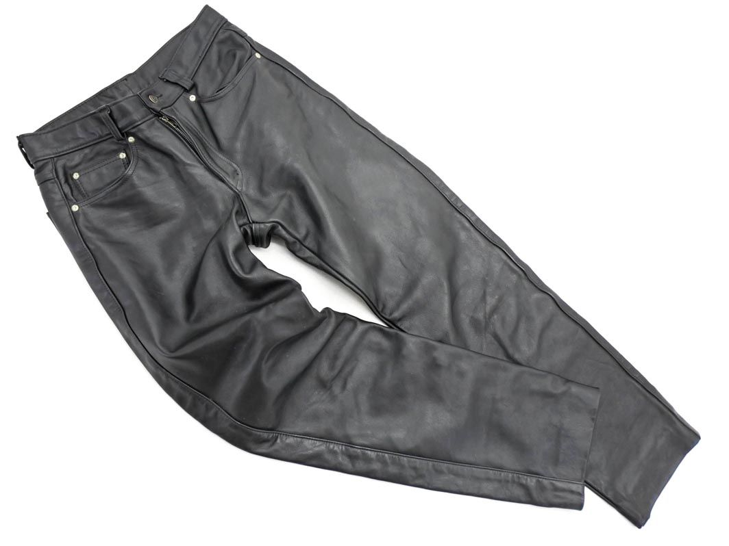 SCHOTT ショット 600 本革 レザー イージー パンツ size32 黒 ◎メンズ