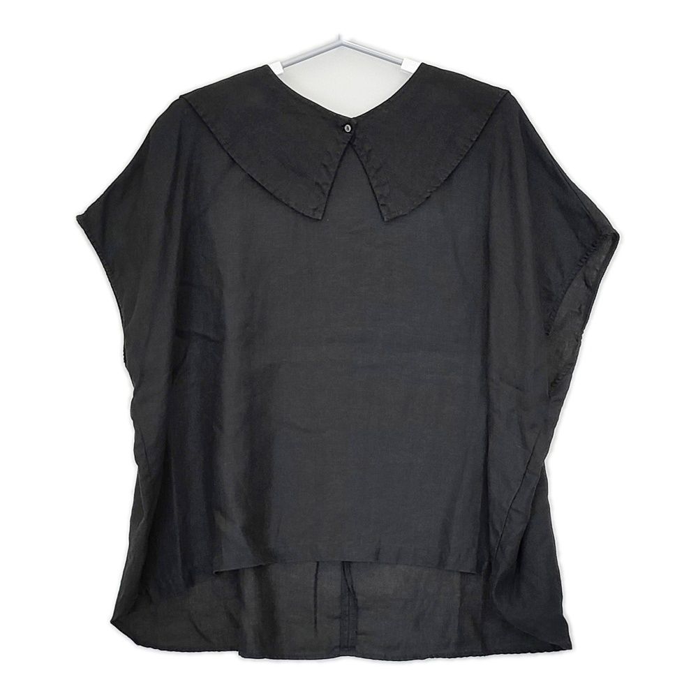 nest Robe ノースリーブ 01212-1186 つけ襟付き リネン セーラー 定価19800円 ブラウス シャツ ブラック レディース ネストローブ 5-0606S△