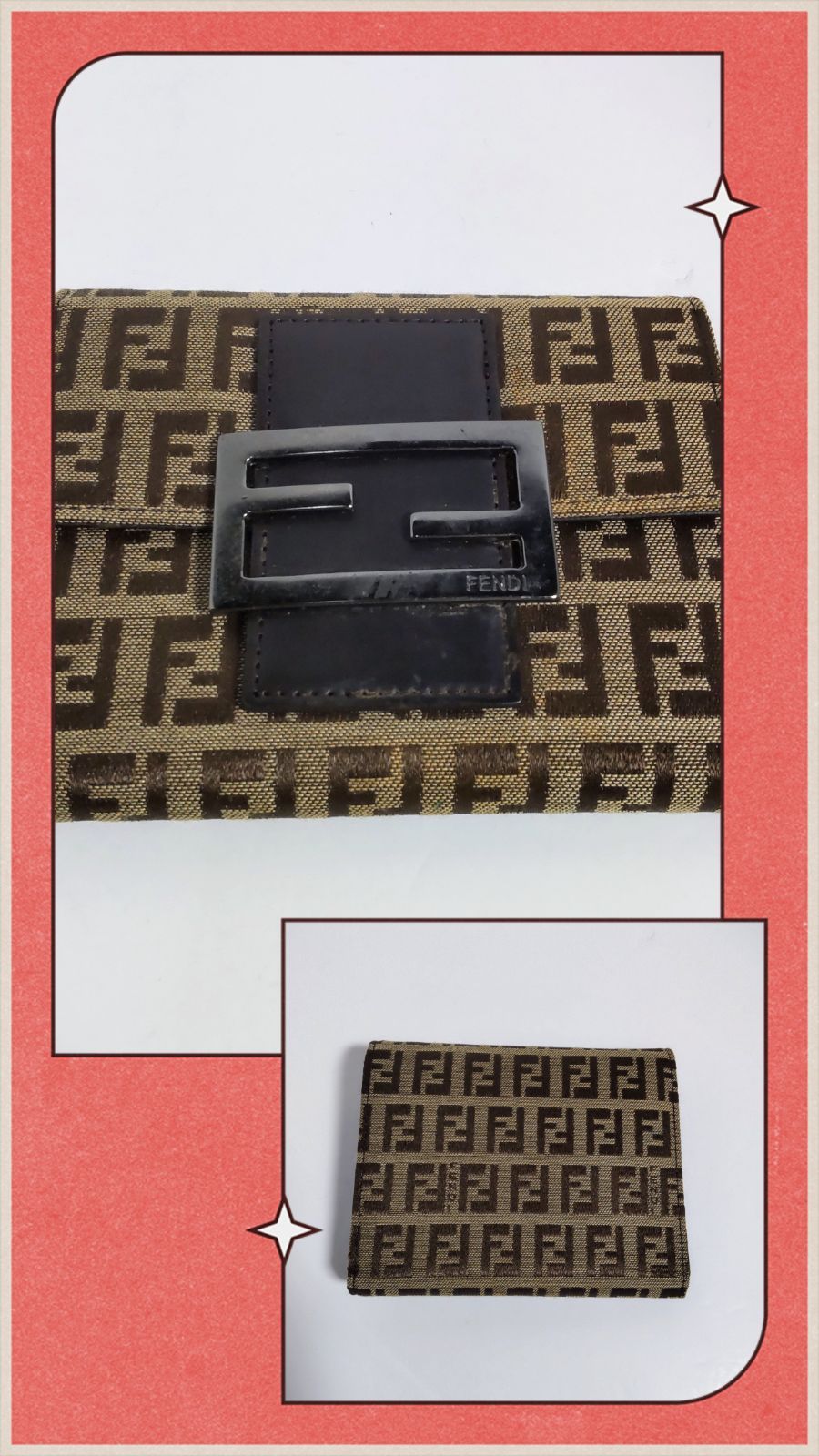 USED中古品】FENDI フェンディ ズッカ柄 3つ折り財布 キャンバス