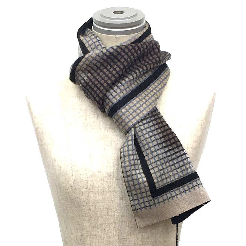 未使用　PRADA　プラダ　カシミヤ　チェック　マフラー　aq10469 未使用PRADAプラダカシミヤチェックマフラーaq10469