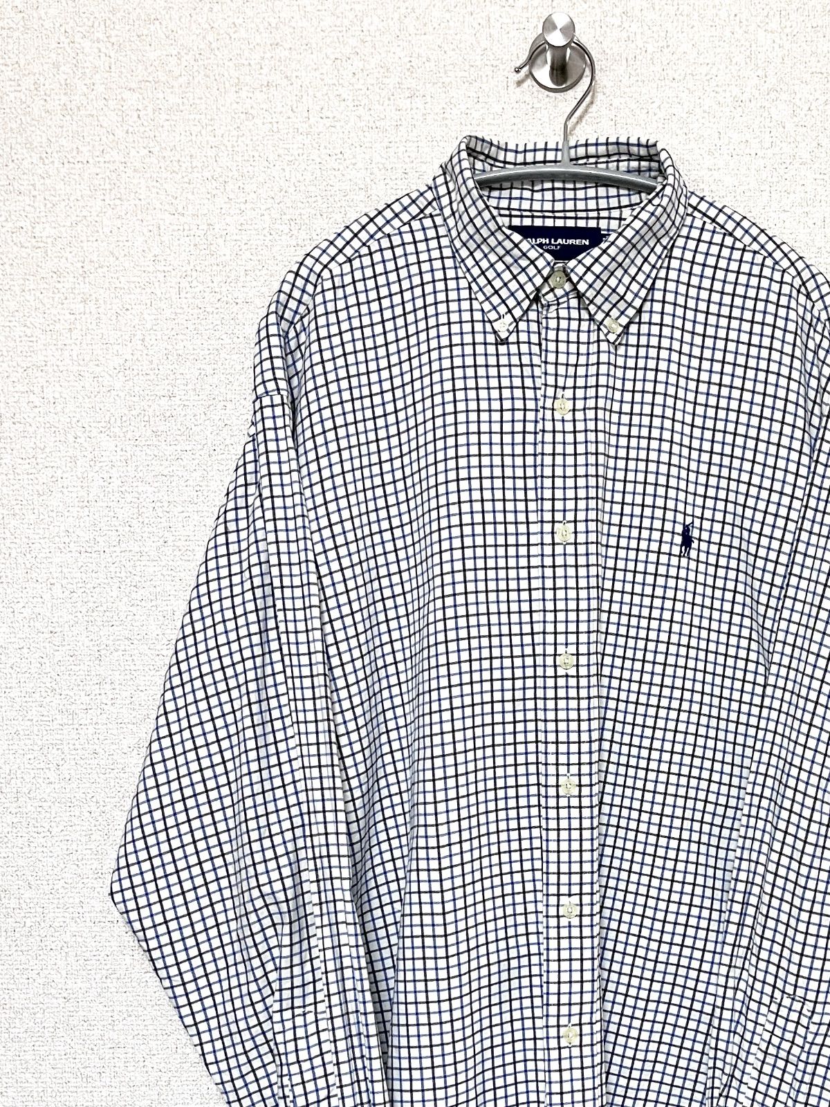 Ralph Lauren RALPH LAUREN GOLF TILDEN short sleeve button down check shirt men's size L cotton white type Vintage Second Hand