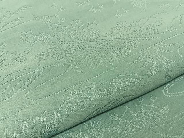 平和屋着物□上質な色無地 流水風景地紋 瓶覗色 正絹 逸品