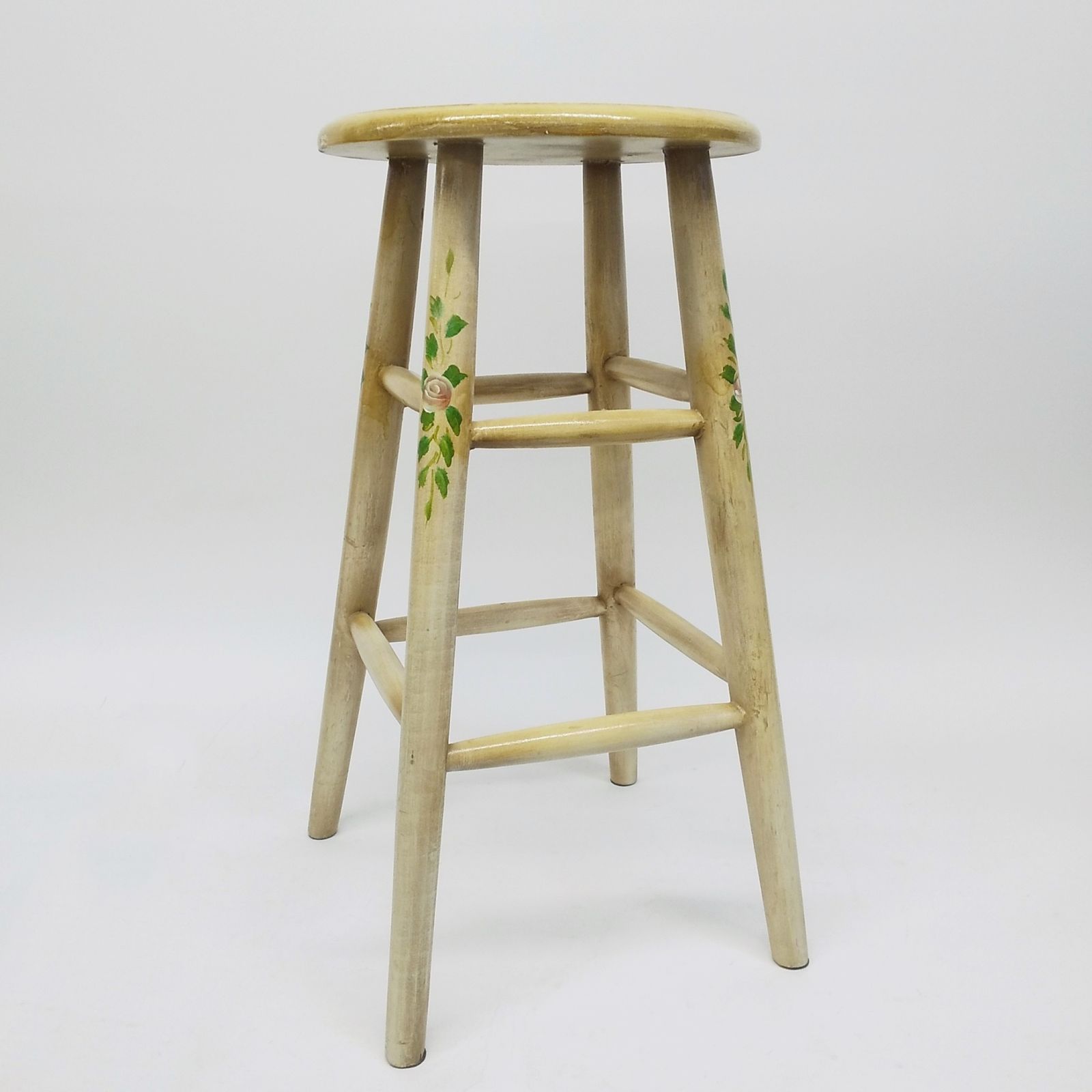 木製スツール トールペイント 花柄 椅子 高さ60.5cm 直径30cm 木製スツール トールペイント 花柄 椅子 高さ60.5cm 直径30cm