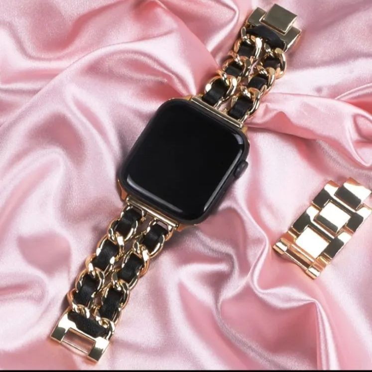 新品 Apple Watch 38 40 41mm ブラック チェーンベルト 通販