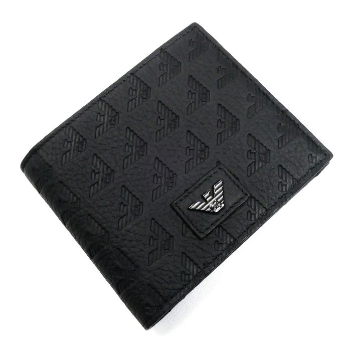 Emporio Armani エンポリオ アルマーニ 二つ折り財布 ブラック YEM122 YQ671 80001 メンズ 買取品