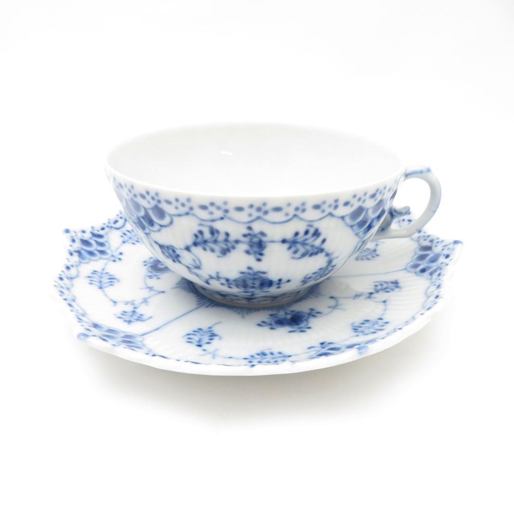 ROYAL COPENHAGEN ロイヤルコペンハーゲン ブルーフルーテッドフルレース ティーカップ＆ソーサー 1客 SC7950H1