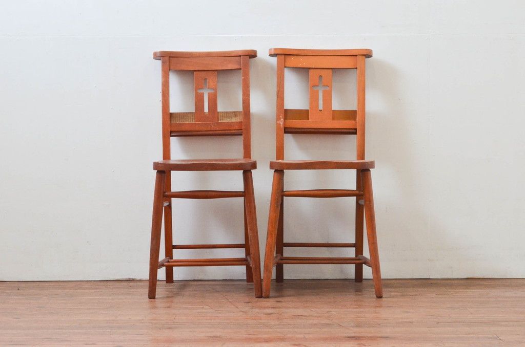 チャーチチェア　アンティーク　2脚まとめ　セット 椅子　イス チャーチチェア アンティーク 2脚まとめ セット 椅子 イス チャーチ