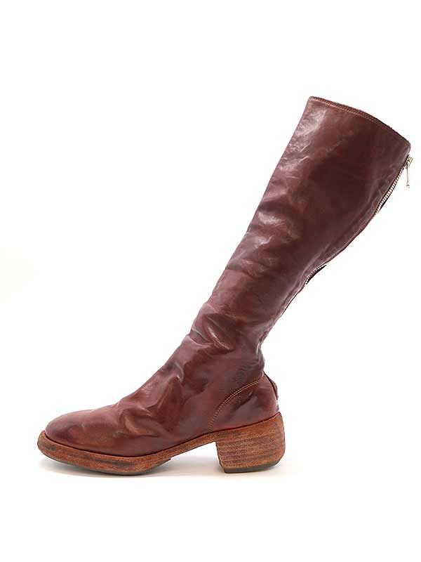 美品】GUIDI/グイディバックジップ ハイ ブーツロングブラウン37