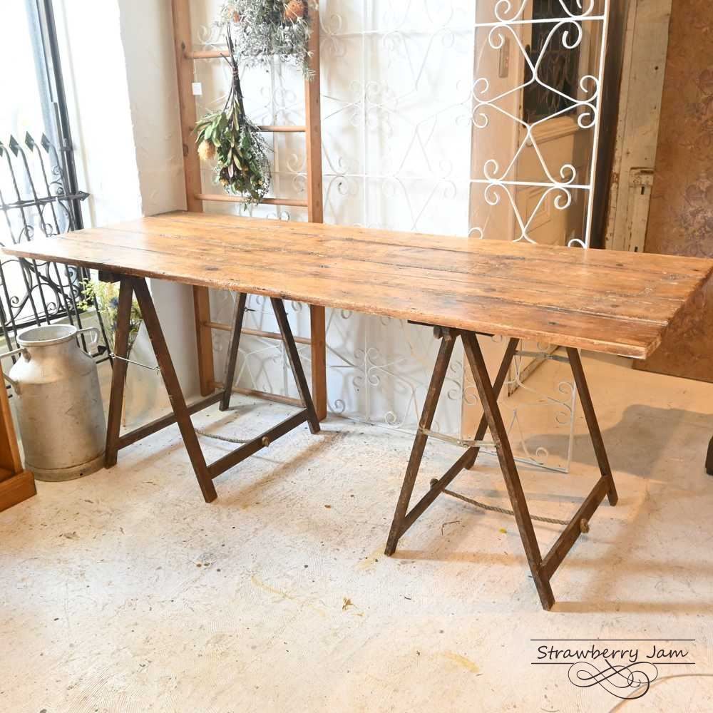 IFU-406 英国アンティーク ヴィクトリア ファームテーブル テーブル アトリエテーブル 剥離 コンソール 飾り台 店舗什器 イギリス