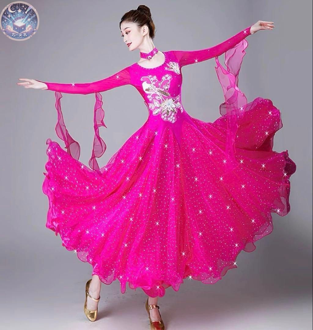 豪華ストーン付スタンダードドレス✨競技会や発表会に最適！リボンフロート付き 豪華ストーン付スタンダードドレス✨競技会や発表会に最適