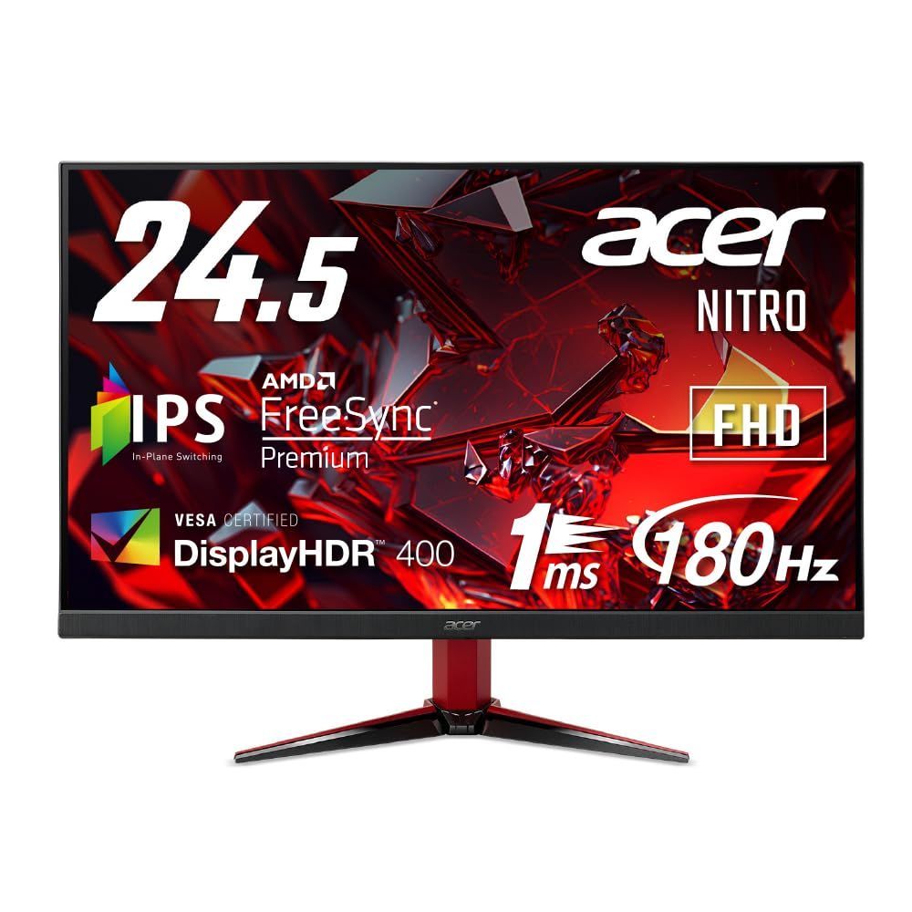 【在庫処分】ゲーミングモニター Nitro 24.5インチ IPS 非光沢 フルHD 180Hz 1ms Acer HDMI 2.0 DisplayPort スピーカー ヘッドホン端子 PC PS5 Xbox X|S VESAマウント対応 VG252QM3bm