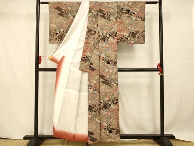 平和屋着物▽小紋 単衣 花唐草文 洗える着物 AAAU6491iu