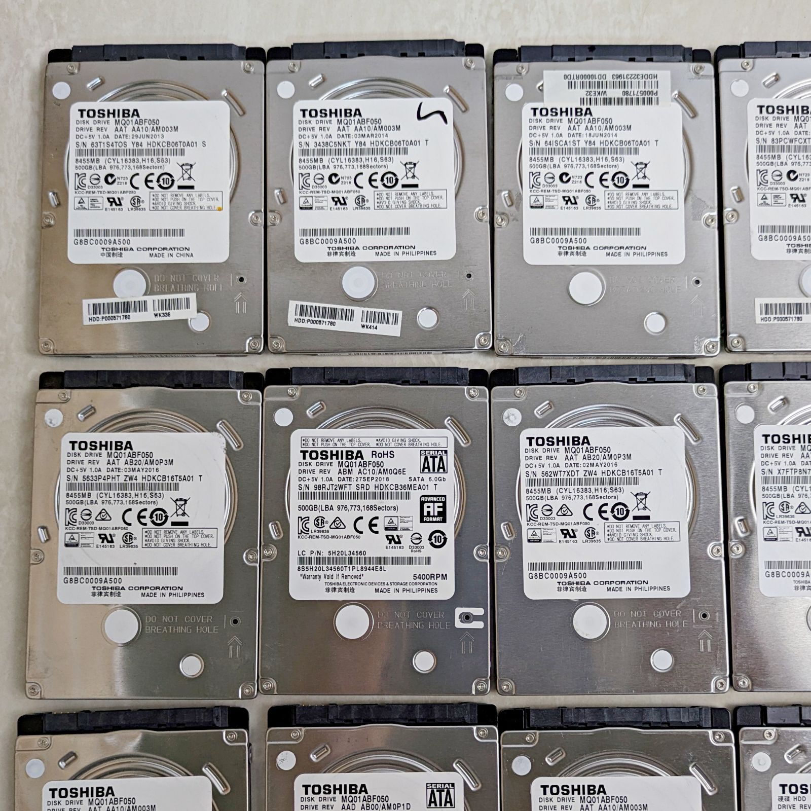 動作良好 全品正常判定 TOSHIBA 2.5インチHDD 500GB×18枚セット 動作 済み ノートパソコン内臓