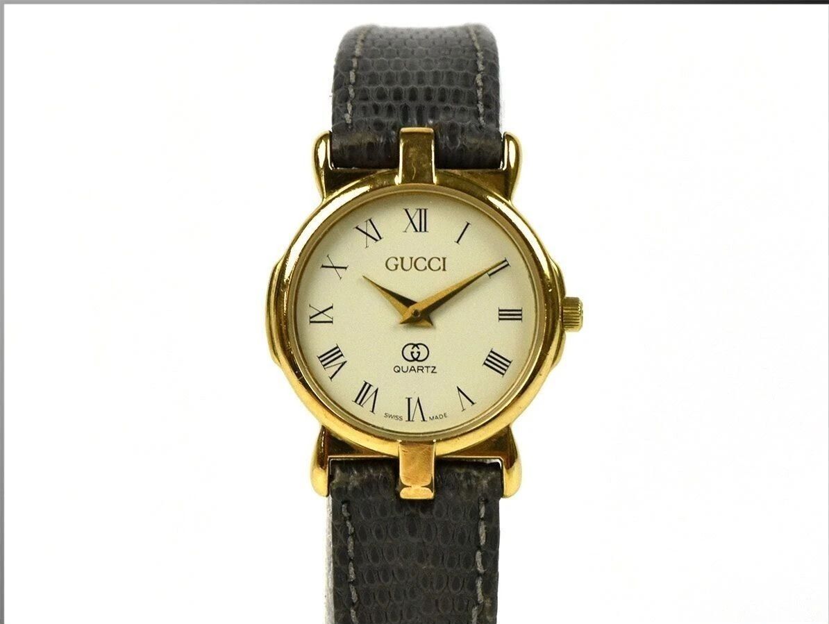 Exc+5] GUCCI 3400FL ラウンド ゴールド クォーツ レディース