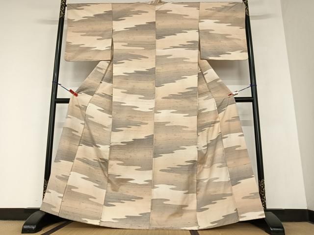 平和屋着物●上質な紬 雲重ね文 正絹 AABA0379zg